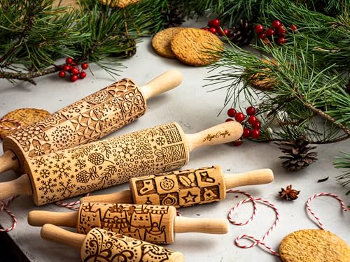 WINTER Embossing Rolling Pin for Christmas Cookies