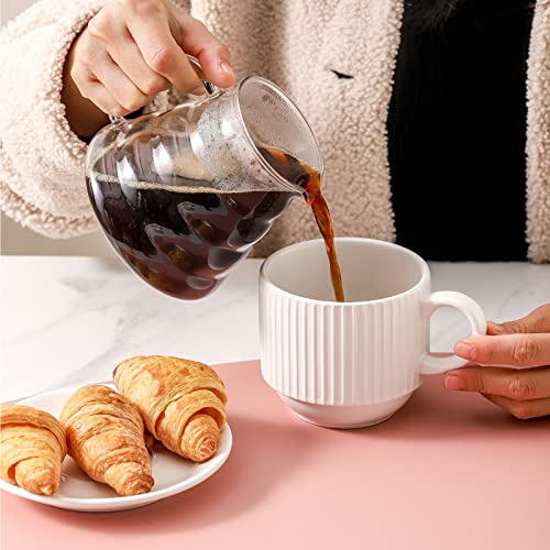 Ceramic Coffee Mug Set of 4 with Rack (Mix-Color3 / 15 Ounces)