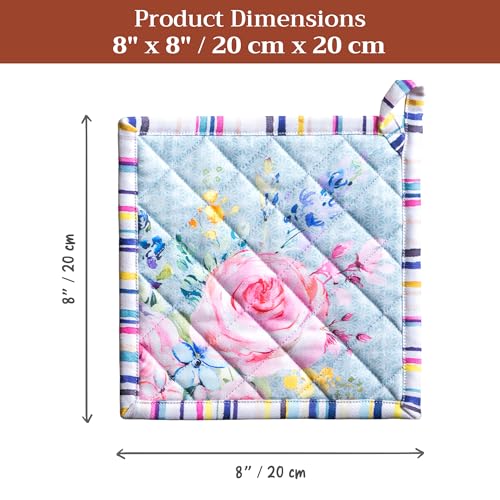 Pot Holders 100% Cotton Potholders (054 - Sweet Rose Lavender - Lush / 8" x 8" (Pot Holder Pack of 2))