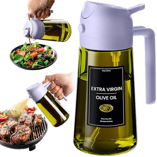 16oz 470ml Olive Oil Dispenser for Kitchen with Stickers (Light-Proof /w Stickers / Purple-02)