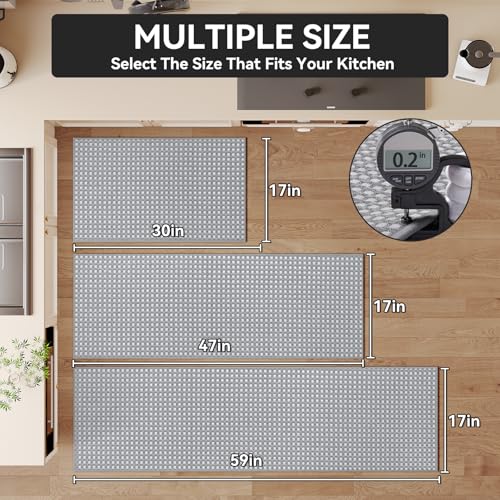 Kitchen Rugs Kitchen Mats for Floor Non Slip Washable Gray 17"x30" (3.31 Sq Ft)