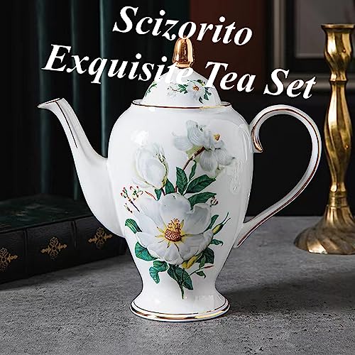 Chinese Bone China Coffee Tea Set (Camellia Tea Set)