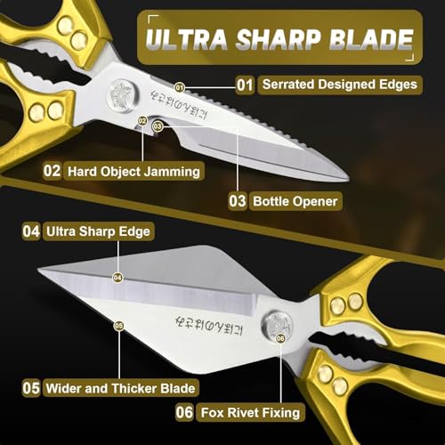 Heavy Duty Poultry Scissors Set for Chicken (Gold)