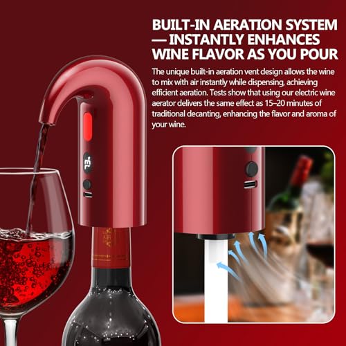 Fathers Day Gift Electric Wine Aerator & Dispenser (Mini / Lucky red)