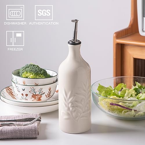 Sweejar Ceramic Olive Oil Dispenser Bottle (Beige / 20 oz, Set of 1)