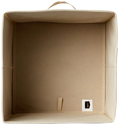 Collapsible Fabric Storage Cubes Organizer with Handles (Beige / 10.5"x10.5"x11")