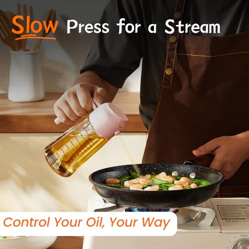 16oz 470ml Glass Olive Oil Sprayer for Cooking (Peach)