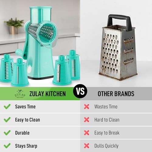 Rotary Cheese Grater Manual Hand Crank 5 Blade Shredder
