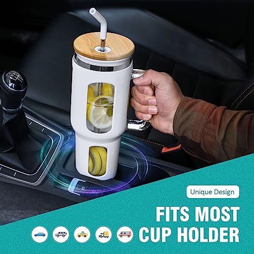 Glass Tumbler with Lid and Straw (White / 46 Ounces)