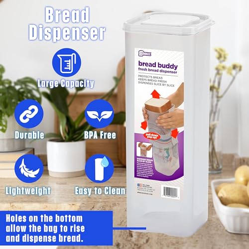 Bread Buddy Bread Box Keep Your Loaf Fresh (White / Pack of 1)