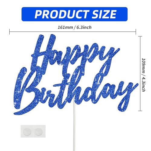 Happy Birthday Cake Toppers Dark Blue Glitter Birthday Cake Decoration Cake Baking Supplies 18th 30th 40th Birthday Cake Toppers For Boys Girls Men Women Birthday Party Photo Booth Props