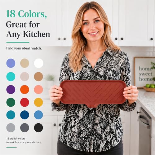 Silicone Soap Dish with Drain Spout (Red / L(12"×4"))