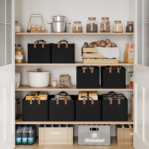 Closet Storage Bins (Black / 16 ½" L x 12" W x 10 ¼" H)