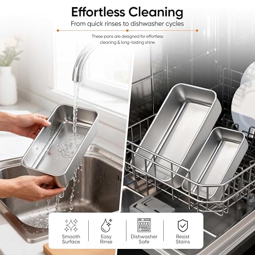 Loaf Pan Set 9x5Inch Bread Pans & 6.3x3.5Inch Mini Bread Baking Pan (Silver / Medium & Small)