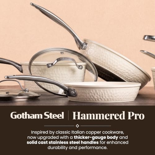 HAMMERED 20 Pc Ceramic Cookware Set (Cream)