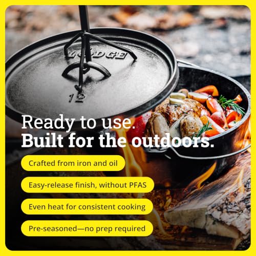 Pre Seasoned Cast Iron Deep Camp Dutch Oven with Lid (6 Quart / Oven)