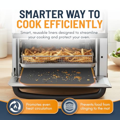 Toaster Oven Liners for Bottom of Oven (4 Pack / Silver)