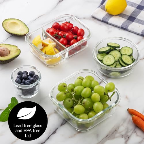 Premium 32 Pc. Borosilicate Glass Food Container Set with Dividers (Ombre Black)