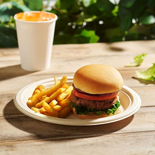 100% Compostable Paper Plates 150 Pack (10 Inch)