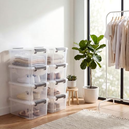 17 QT Plastic Storage Bins with Latching Lids Stackable Storage Containers for Organizing Large Clear Storage Box for Garage (Clear White / 4 PCS-17 QT)