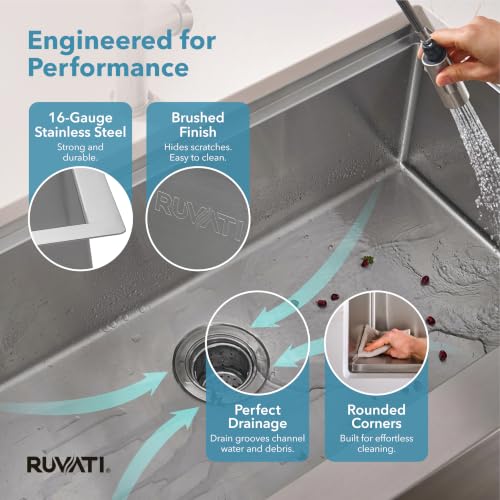 30-in 16-Gauge Apron-Front Farmhouse Workstation Sink - RVH9100 (30 Inch - Single Bowl)