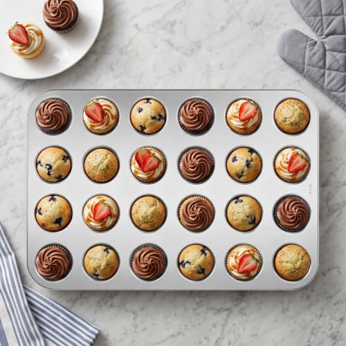 18 10 Stainless Steel Mini Muffin Cupcake Pan 24 Cups Nonstick (24 Cup)