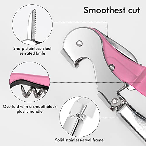 Professional Waiter Corkscrew Wine Openers Set (Pink 2 Packs)