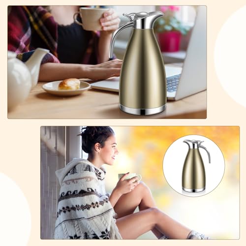 2 Pcs 68oz Thermal Coffee Carafe for Keeping Hot (Champaign Gold)