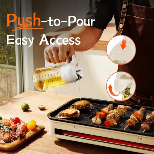 16oz 470ml Glass Olive Oil Sprayer for Cooking (White&Green)