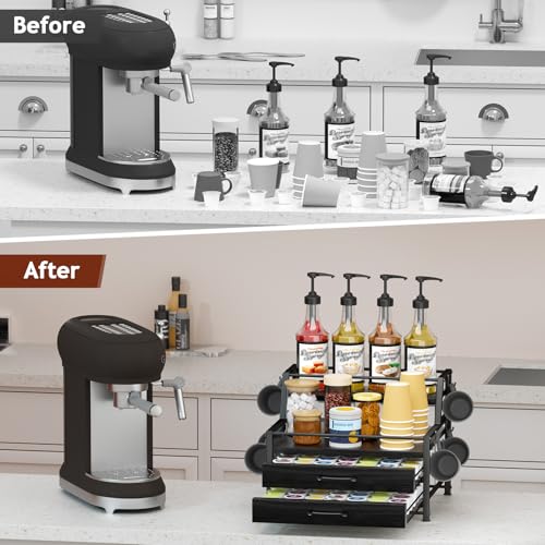 Coffee Syrup Rack Organizer (Black)