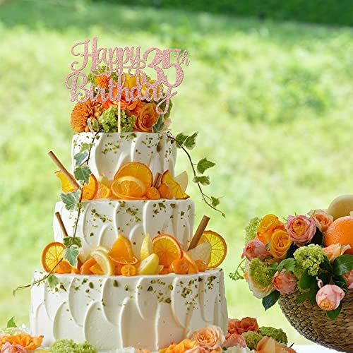 1 PCS Happy 35th Birthday Cake Topper Glitter Cheers to 35 Years Birthday Cake Pick 35 Fabulous Cake Decoration for Happy 35th Birthday Theme Party Decorations Supplies Rose Gold (Rose Gold / 35th)