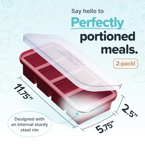 1 Cup Silicone Freezer Trays with Lids (Cranberry / 2-Pack)