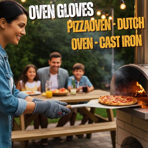 Grill Gloves Heat Proof for Men Grilling BBQ Heat Resistant Gloves (Gray / Short Cuff - Medium Palm)
