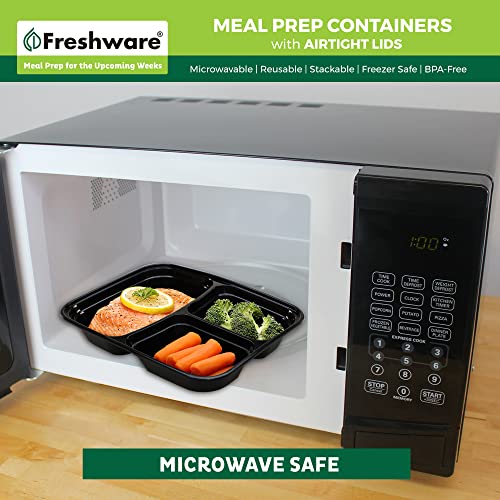 Meal Prep Containers [21 Pack] 3 Compartment with Lids (24OZ-21PK)