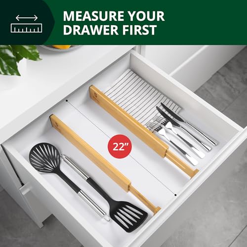Bamboo Drawer Dividers Organizers (Large (up to 22") / Natural)