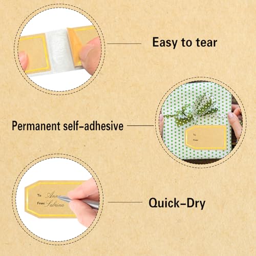 600PCS Gift Tag Stickers (Kraft / 1.18 x 2 inches)