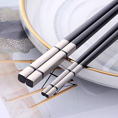 5 Pair Black Stainless Steel Chopsticks (nice black)