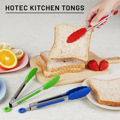 Small Silicone Kitchen Tongs 7 (Red,Blue,Green)