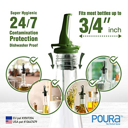 AIRTIGHT Olive Oil Pour Spout for Olive Oil Dispenser (2 green oil pourers + 2 adapters)