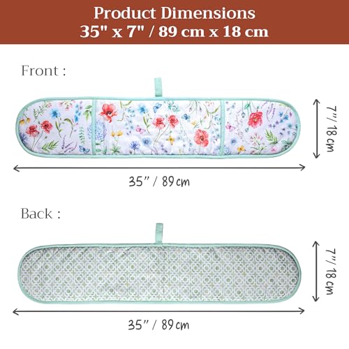 Double Oven Mitts 100% Cotton Double Oven Glove (031 - Just Floral / 7" x 35" (Double Oven Mitt))