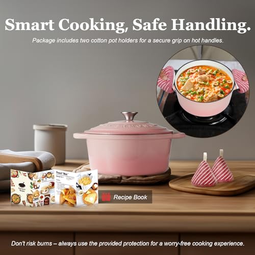 Enameled Cast Iron Dutch Oven (5.5 Quart / Pink)