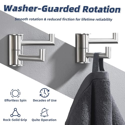 2 Pack Swivel Towel Hooks (2 Pack / Brushed Nickel)