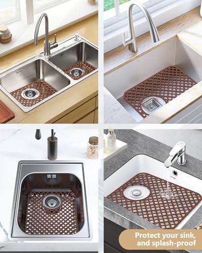 2 Pack Silicone Sink Protectors for Kitchen Sink (Coffee)