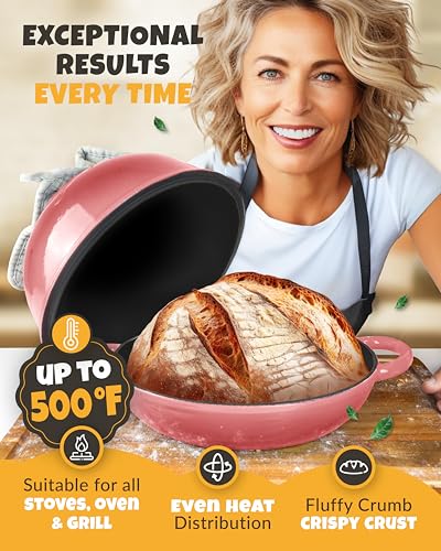 5 QT Bread Oven for Sourdough Baking with Lid & Baking Tool Set (Pink / 5QT Dome)