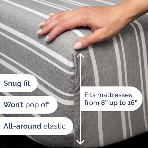 Queen Size 4 Piece Sheet Set (41 - Grey Stripes 3 / Queen)