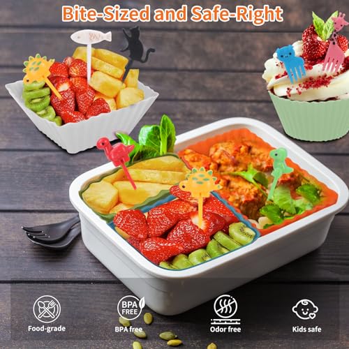 60PCS Silicone Lunch Box Dividers (Soft Color(20 Liners + 40 Picks))
