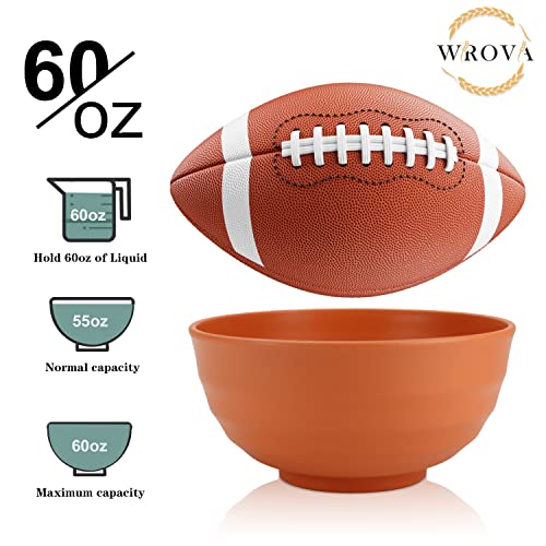 Wheat Straw Bowls Set 60 OZ Unbreakable Large Cereal Bowls Set of 6 Microwave and Dishwasher Safe Bowls Big Bowls for Eating BPA Free Soup Bowl for Serving Oatmeal and Salad Orange (60 oz / Orange)