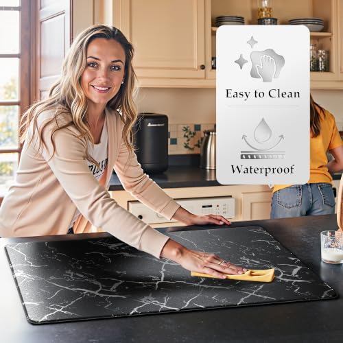 Silver Foil Stamped Marble Kitchen Mats (18.03 sq ft Count)
