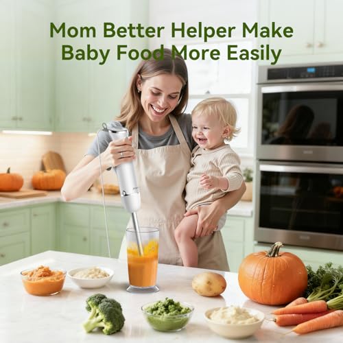 Immersion Blender Handheld 5 in 1 Hand Blender (White)