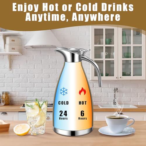 2 Pcs 68oz Thermal Coffee Carafe for Keeping Hot (Champaign Gold)